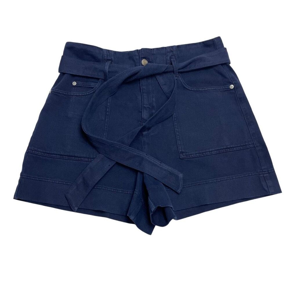 Ted Baker London Daniki Self Tie High Waisted Denim Shorts Dark Blue Size 32